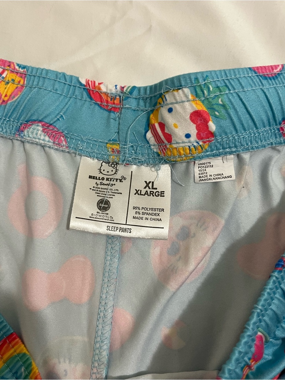 Hello Kitty Teal Lounge Pants with Pink & Yellow Accents Women’s Size XL - Picture 3 of 4